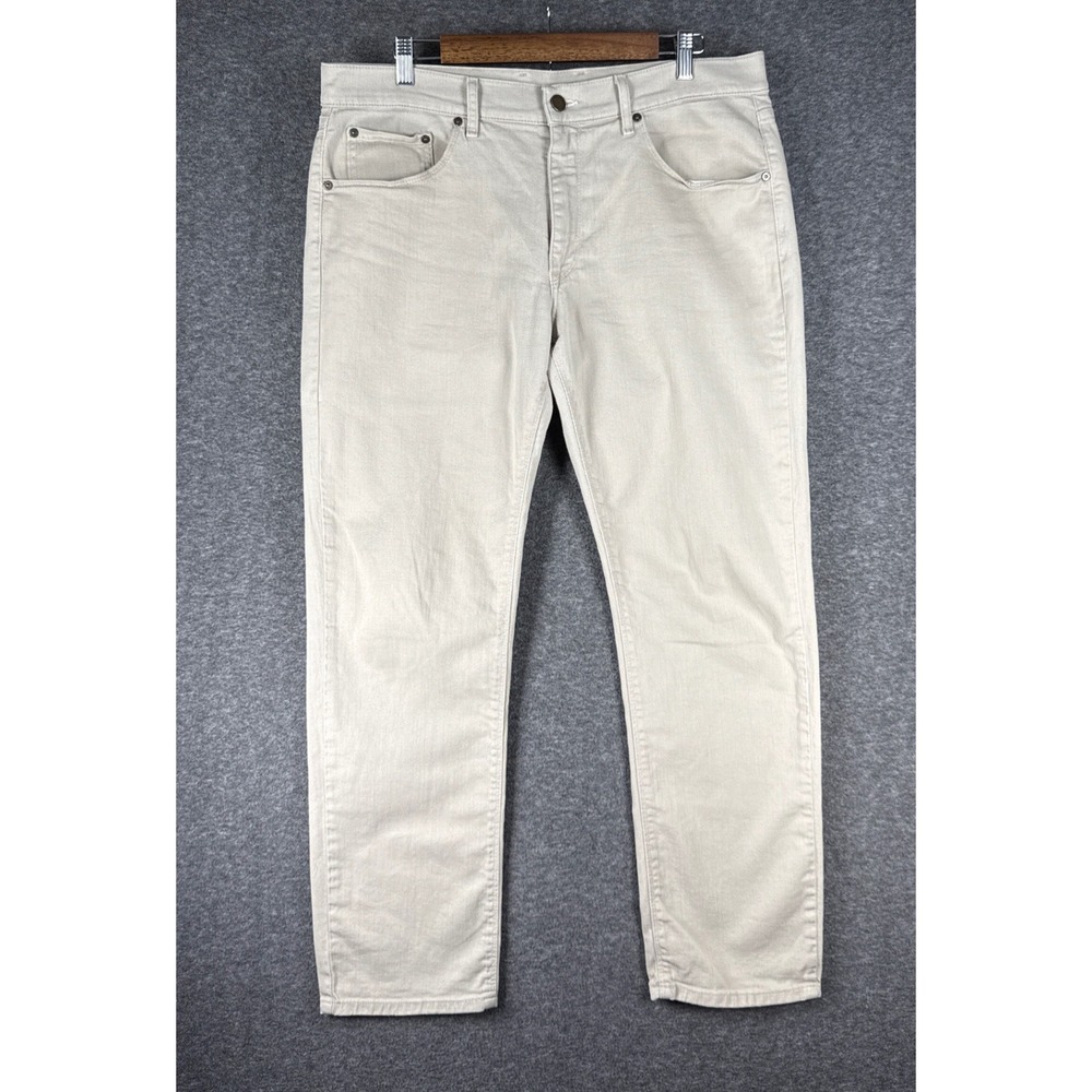 Mott & Bow Slim Jeans Mens 36x30 Khaki Beige Stretch Twill Pants Preppy Academia